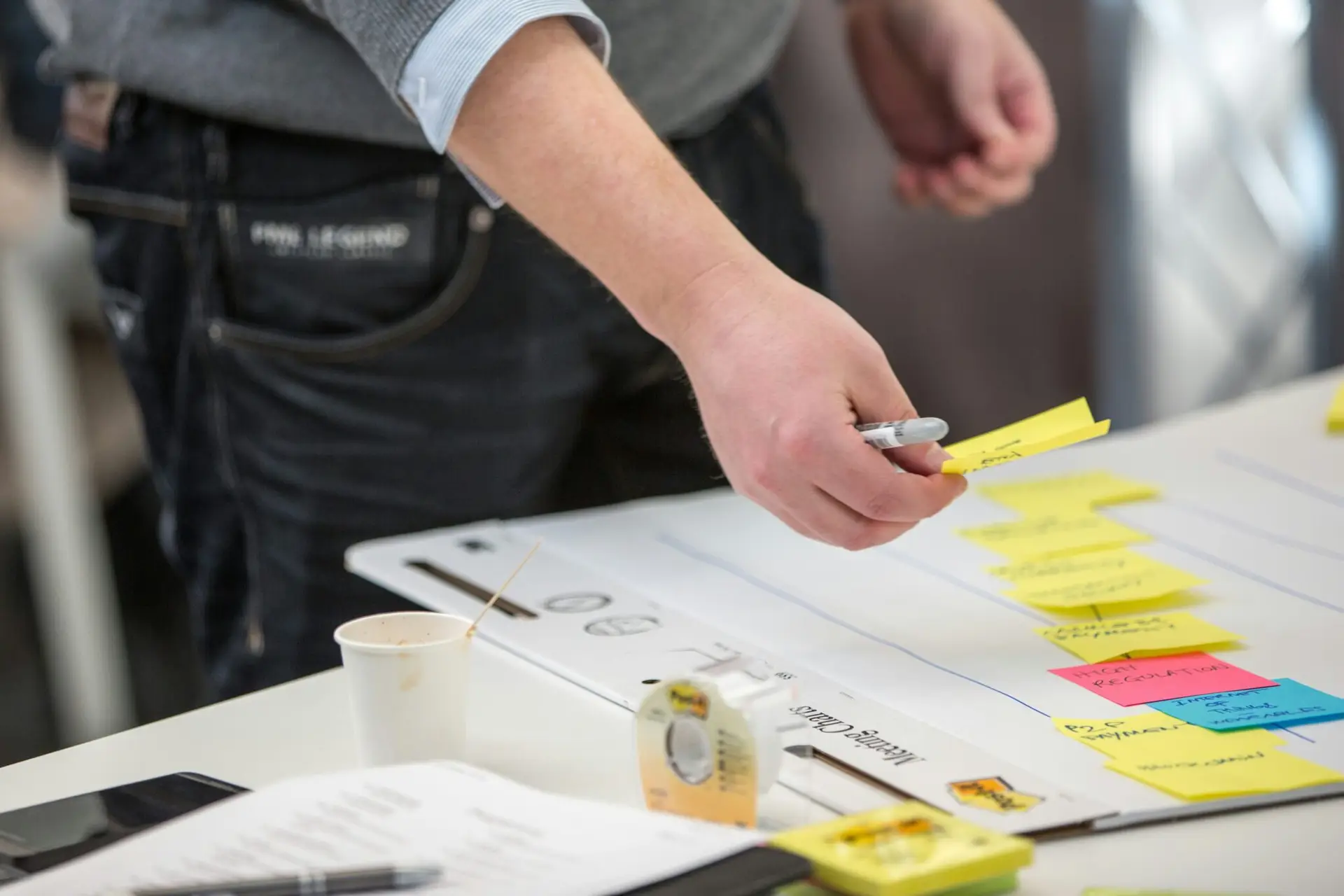 Ux/Ui designer en train d'ordonner les idées lors d'ateliers Ux de recherche