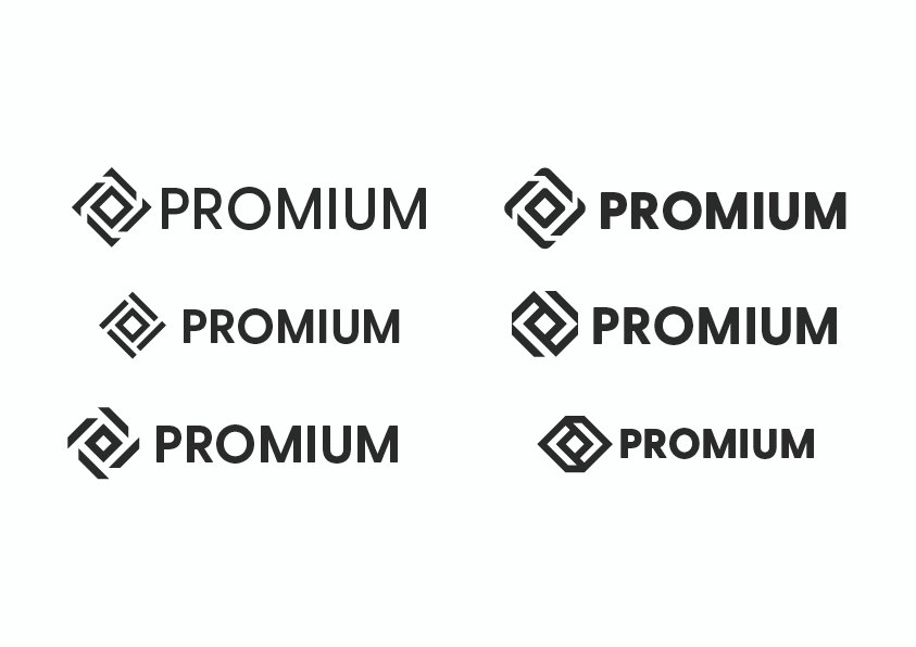 Image illustrant plusieurs propositions de logo Promium noir et blanc